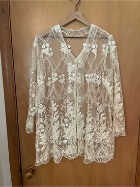 Beaded Sequin Sheer Fancy Floral Cardigan Size M/L